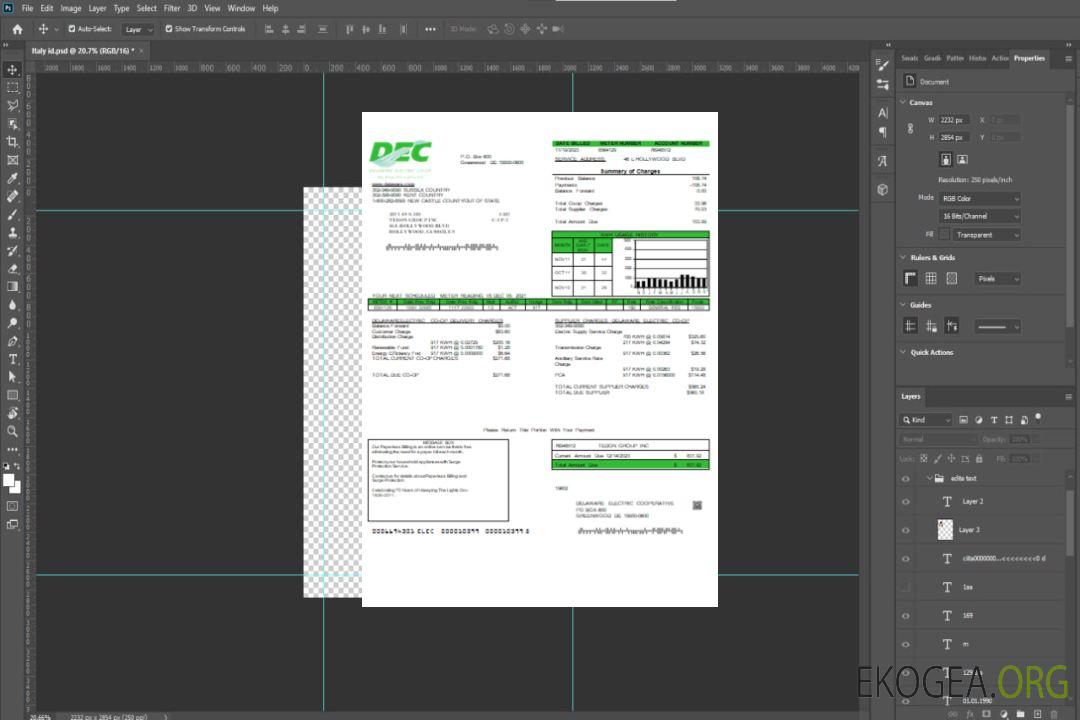 Facture commerciale de service public de la Delaware Electric Co-op, SCR template Facture commerciale de service public de la Delaware Electric Co-op, SCR template